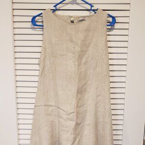 Cosmo Made in Italy Tan Linen Dress raw edge khaki - small